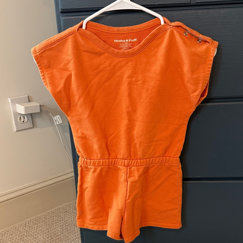 Misha And Puff Orange Kids Romper